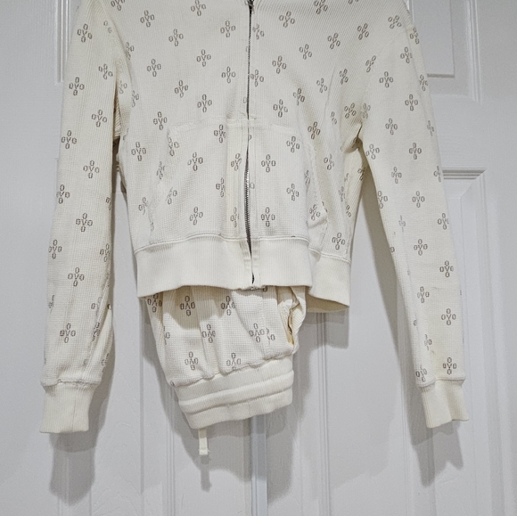 OVO Waffle Zip Hoodie and Pants Cream Set - Picture 7 of 7